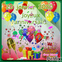 20 janvier 2020 joyeux anniversaire анимированный гифка