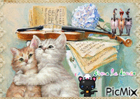 Chats  musiciens animeret GIF