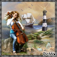 La femme joue la melodie de sa mer - Contest - безплатен png