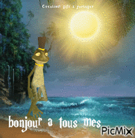 Bonjour les ami(e)s анимированный гифка