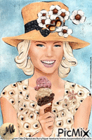 Mujer comiendo helado animált GIF
