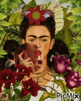 Frida coqueta hasta en la selva анимированный гифка
