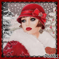 Retrato de mujer en invierno - GIF animado grátis