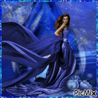 Lady in blue - Free animated GIF
