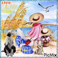 Live in the Sunshine its Summer. Children and dogs animeret GIF