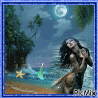 Ballade de nuit au bord de mer - Безплатен анимиран GIF