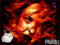 visage femme feu - GIF animado gratis