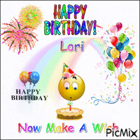 Happy Birthday Lori Now Make A Wish - Besplatni animirani GIF