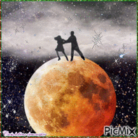 HD couple sur la lune - Animovaný GIF zadarmo
