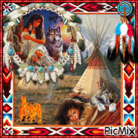 Native American with animal spirit - GIF เคลื่อนไหวฟรี