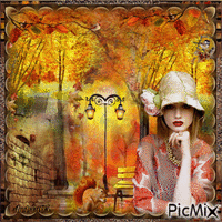 Autumnal evening in the park... анимиран GIF