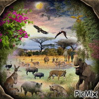 A piece of Africa with animals - Nemokamas animacinis gif