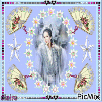 femme aux eventail 动画 GIF