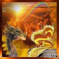 Dragon arc-en-ciel Fantasy - Bezmaksas animēts GIF