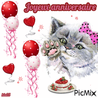 chat et ballons Animated GIF