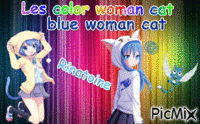 blue woman cat GIF แบบเคลื่อนไหว