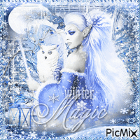 Winter woman fantasy blue
