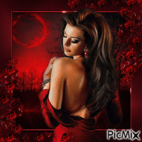Porträt einer Frau in Rot