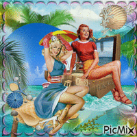 mer et pin up - Free animated GIF
