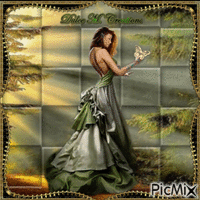 woman in green - Darmowy animowany GIF