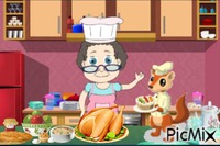 Granny's Thanksgiving helper animált GIF
