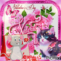 Katz und Maus zum Valentinstag - Безплатен анимиран GIF