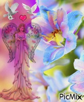 l`ange et les fleurs - Gratis animerad GIF