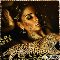 La femme et le léopard - Gratis animerad GIF