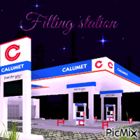 Gas station at night animerad GIF