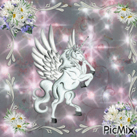 White unicorn animēts GIF