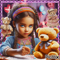 Kleines Mädchen und Spielzeug - Free animated GIF
