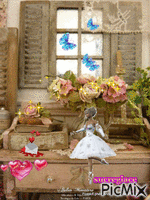rose & coiffeuse rétro sa ballerine - GIF animado grátis