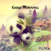 Good Morning Mum and Baby Panda - GIF animado grátis
