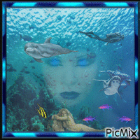 Dolphins and Mermaids4 - Free animated GIF