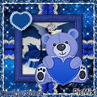 {=}Blue Bear with Frilly Heart{=}