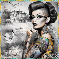 Lady Tattoo. - Free animated GIF