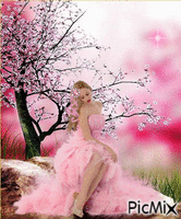 la femme en rose - Animovaný GIF zadarmo