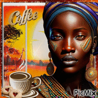 Afrikanischer Kaffee am Morgen, mit Keksen - GIF เคลื่อนไหวฟรี