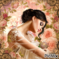 Portrait rose et beige - GIF animado grátis