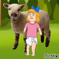 Baby and sheep animēts GIF
