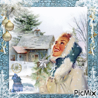 Portrait vintage sous la neige - Ingyenes animált GIF