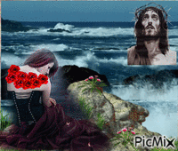 jesus  and woman GIF animado