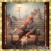 old man and his dog анимиран GIF