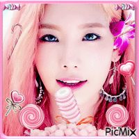 Femme rose à bonbons - Gratis animerad GIF