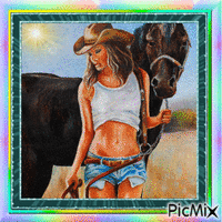 A GIRL AND HER HORSE - Free animated GIF
