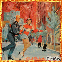 Casal de patinadores - Vintage - Ilmainen animoitu GIF