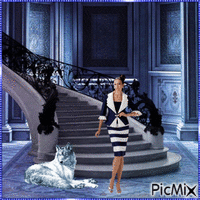 Madame et son chien animovaný GIF