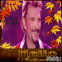 Porträt von Johnny Hallyday lächelnd, im Herbst