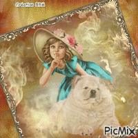 Fillette et son chien par BBM geanimeerde GIF