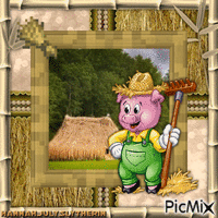 (♣)Pig with Straw(♣) анимированный гифка